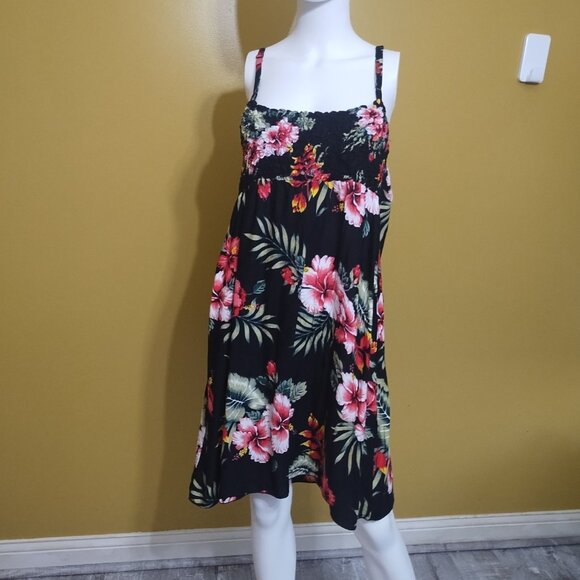 VTG Island Planet Strappy Floral Sun Dress M Boho Beach - Picture 1 of 5